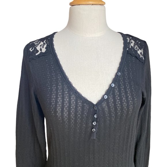 Denim & Supply Y2K Ralph Lauren Henley Top Lace Whimisgoth Fairy Grunge FItted-L - Picture 3 of 14